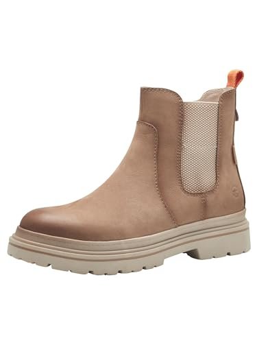 Tamaris Damskie buty Comfort Chelsea z podszewką WarmInsole, Tex i Extra Grip, modne kozaki, Camel Nubuc, 42 EU, camel nubuc, 42 EU