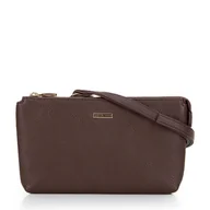 Torebki damskie - Crossbody z ekoskóry dwukomorowa brązowa - miniaturka - grafika 1