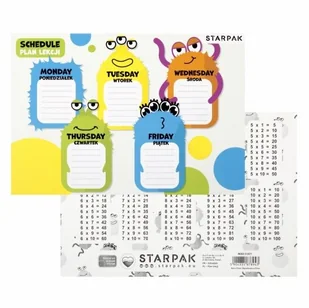 Plan lekcji z tabliczką mnożenia A5 Monster STARPAK 513571 - Szkolne artykuły papiernicze - miniaturka - grafika 1