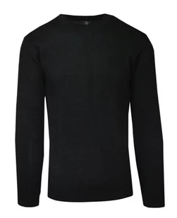 Sweter Wełniany, Czarny, Wzór Geometryczny, Okrągły Dekolt, U-neck, Męski -VIP STENDO - Vip Stendo - Swetry męskie - miniaturka - grafika 1