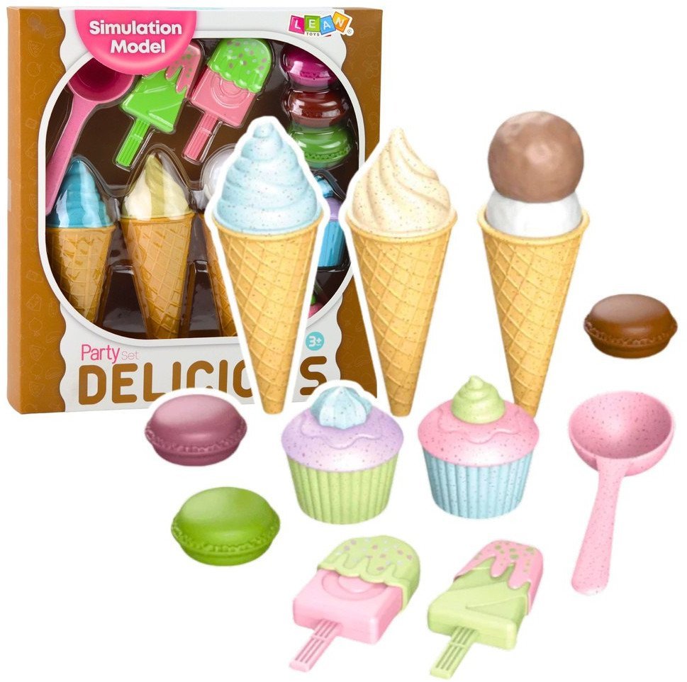Zestaw Lodów i Słodkośći Babeczki Makaroniki Odgrywanie Ról LEAN Toys