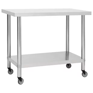 vidaXL Kuchenny stół roboczy na kółkach 80x60x85 cm stal nierdzewna 51636 - Stoły gastronomiczne - miniaturka - grafika 1