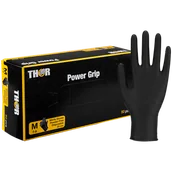 Rękawiczki jednorazowe - Thor Power Grip, rękawice nitrylowe, niejałowe, bezpudrowe, czarne, rozmiar M, 50 sztuk - miniaturka - grafika 1