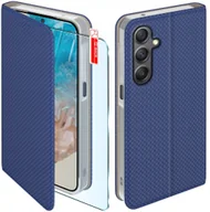 Etui i futerały do telefonów - Etui z klapką do Samsung Galaxy M35 5G Zamykane Granatowe Futerał +Szkło 9H - miniaturka - grafika 1