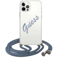 Etui i futerały do telefonów - Guess GUHCP12LCRTVSBL iPhone 12 Pro Max 6,7" niebieski/blue hardcase Script Vintage GUE001084 - miniaturka - grafika 1