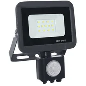 Lampy ogrodowe - Polux Projektor LED 10W IP65 czujnik czarny 304780 - miniaturka - grafika 1