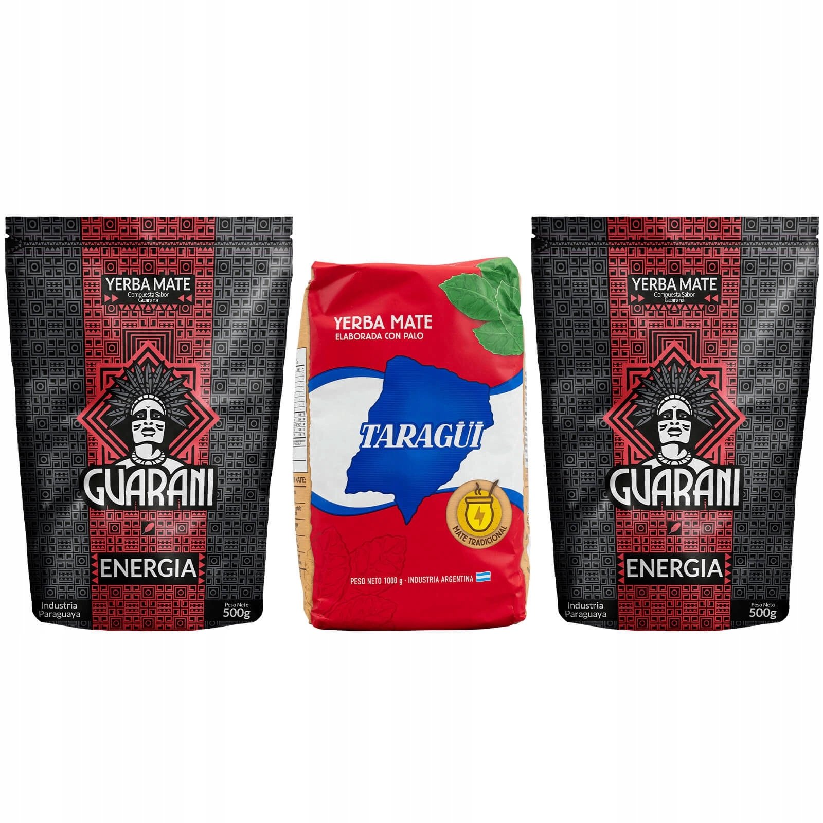 Zestaw Yerba Mate Guarani Energia 2x500g Taragui Elaborada con Palo 1kg