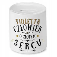 Skarbonki - Skarbonka Dla Violetty Idealny na Urodziny Prezent z Nadrukiem ze Zdjęciem + Opakowanie na prezent (wzór 04) - miniaturka - grafika 1