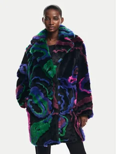 Desigual Futro Lublin 24WWEWBT Kolorowy Oversize - Płaszcze damskie - miniaturka - grafika 1