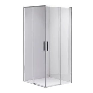 Chromowana kabina prysznicowa kwadratowa Super Slim Nova 90x90 drzwi rozsuwane - Kabiny prysznicowe - miniaturka - grafika 1