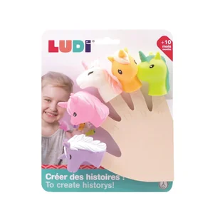 LUDI Zestaw pacynek na paluszki JEDNOROŻCE - Zabawki do kąpieli - miniaturka - grafika 1