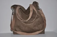 Torebki damskie - Torba hobo XXl - brąz, beż - miniaturka - grafika 1
