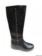 Kozaki damskie - BnW Oficerki skórzane na zamek płaski 3 cm - miniaturka - grafika 1