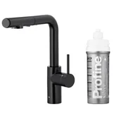 Baterie kuchenne - KFA Armatura DUERO PURE BASIC PULL-OUT 6623-114-81 Czarny Stal nierdzewna - miniaturka - grafika 1