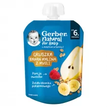 Gerber Deser w tubce gruszka, banan, malina z musli po 6. miesiącu 80 g - Desery dla dzieci - miniaturka - grafika 1