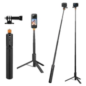 Selfie stick - K&F Concept MS21 Selfie Stick Tripod do Insta 360, niewidoczny statyw do selfie z adapterem, wysuwany statyw do Insta 360 Ace/Ace Pro/X5/X4/X3/0NE X2/ONEX, DJI Osmo Action, AKASO Action - miniaturka - grafika 1