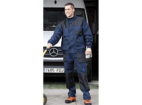 Spodnie Juba Multi-pocket długie 65% poliester/35% bawełna Granatowe/czarne z niebieskimi detalami - Rozmiar: L