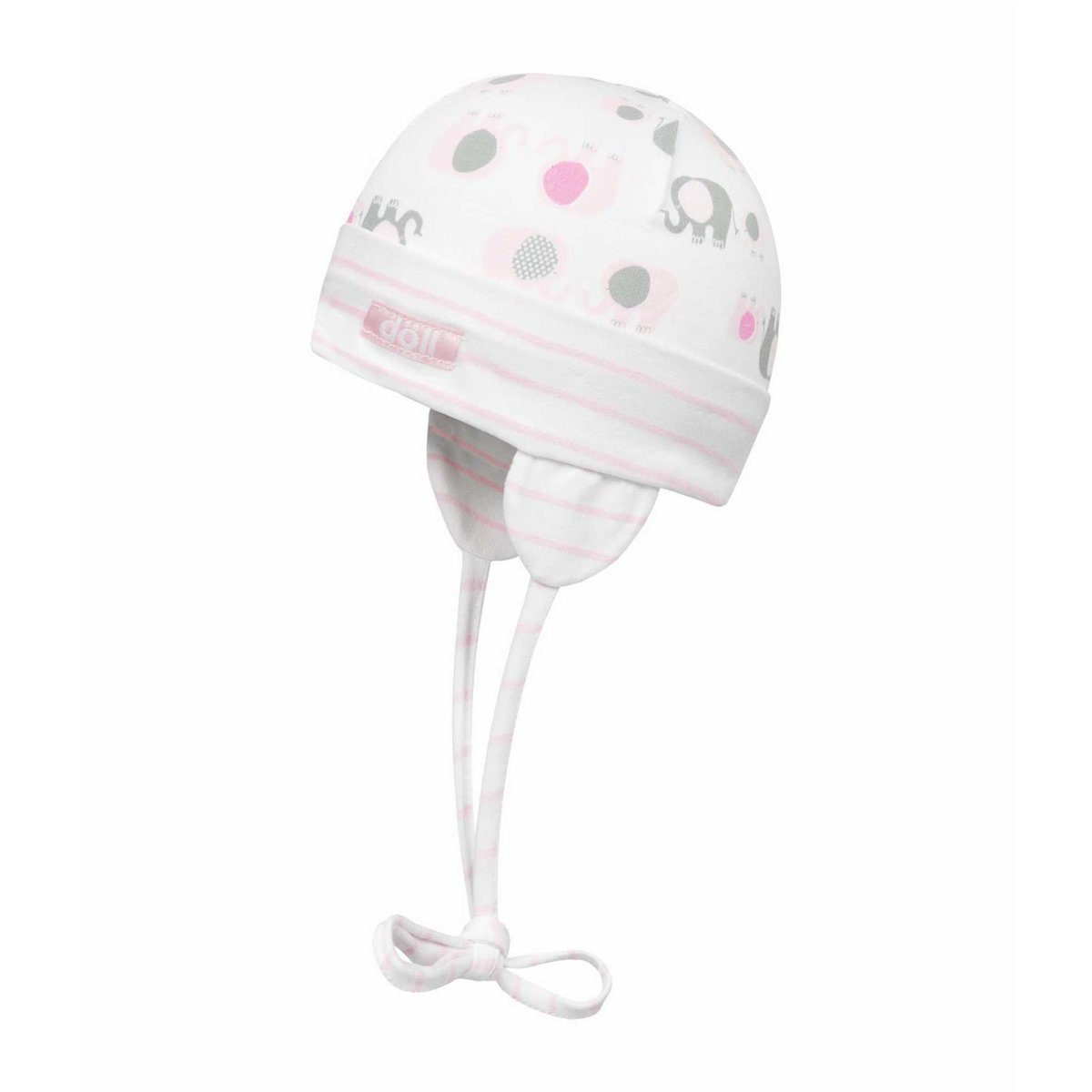 Niemowlęca czapka wiązana ecru w słonie Döll