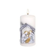 Świece - Świeca pieńkowa Szopka Bożonarodzeniowa szara matowa - miniaturka - grafika 1