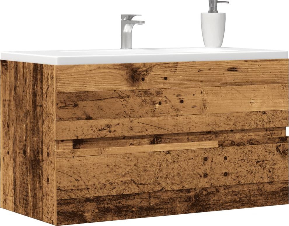 vidaXL vidaXL Szafka pod umywalkę, stare drewno, 90x38,5x45 cm