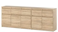 Komody - Komoda Drewniana Nowoczesna Szafka Best Oleksa 5 Szuflad 200cm Dąb Sonoma - miniaturka - grafika 1