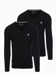 Komplet męskich longsleeve'ów SLIM FIT 2-pak - 2x czarny V5 Z103 r. L - Koszulki męskie - miniaturka - grafika 1