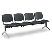 Inne meble biurowe - Euroseat Ławka do poczekalni plastikowa SMILE, 4-siedzenia, czarny 300355 - miniaturka - grafika 1