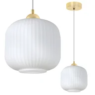 Lampy sufitowe - Lampa sufitowa wisząca Riffle loft 1xE27 klosz walec 20cm biały/złoty Light Home LH - miniaturka - grafika 1