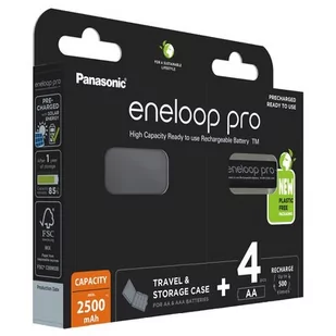 Panasonic 4 x akumulatorki Eneloop PRO NEW R6 AA 2500mAh BK-3HCDEC4BE blister + box BK-3HCDEC4BE - Ładowarki i akumulatory - miniaturka - grafika 1