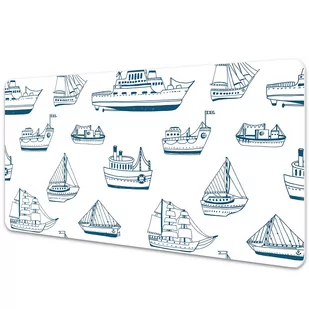 Podkład ochronny na biurko Niebieskie statki 90x45 cm - Podkładki na biurko - miniaturka - grafika 1