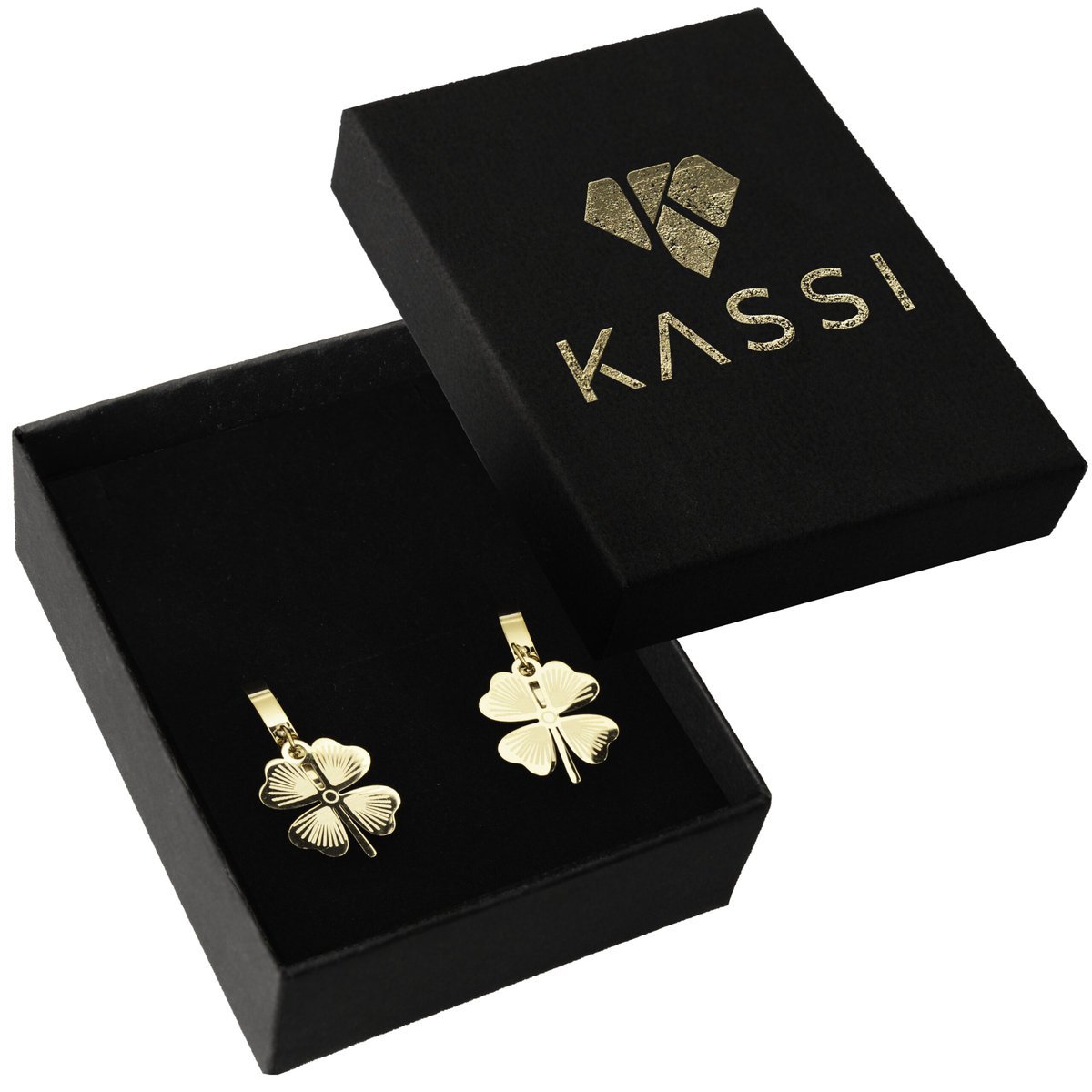 Kolczyki złote Sztyft zatrzaskowy stal chirurgiczna koniczyna pozłacane 585