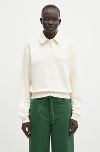 Lacoste bluza bawełniana damska kolor beżowy gładka SF0351 - Bluzy damskie - miniaturka - grafika 1