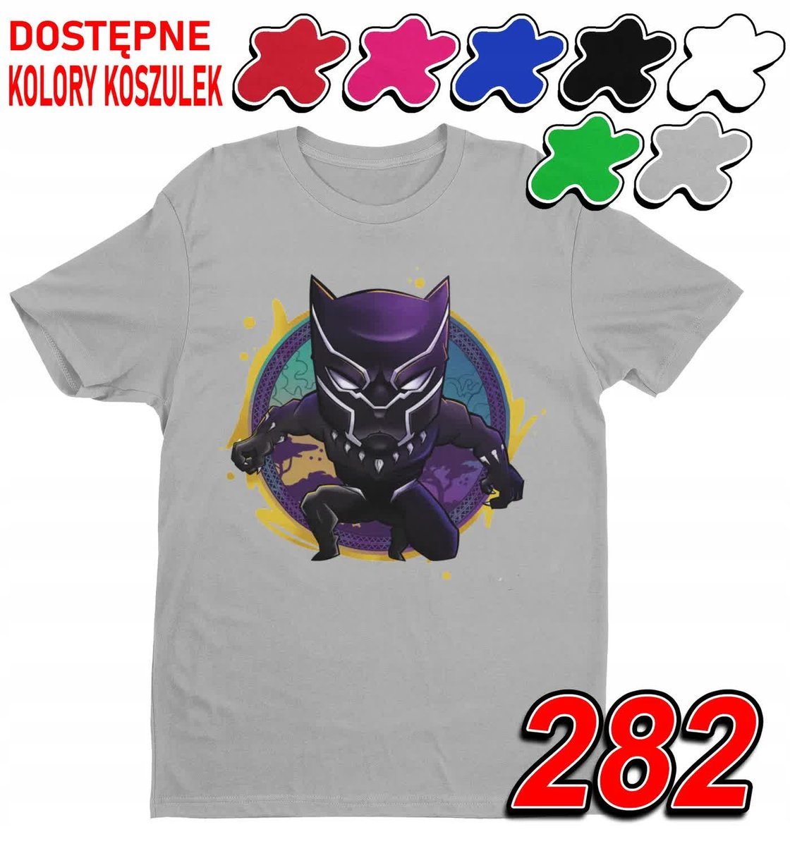 Dziecięca Koszulka Z Nadrukiem Avengers Czarna Pantera Kot -Xs 110-116