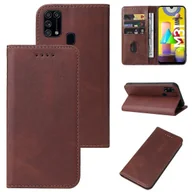 Etui i futerały do telefonów - Do Samsung Galaxy M31, M31 Prime, F41, M21S Skórzane etui na telefon z magnetycznym zamknięciem Brown - miniaturka - grafika 1