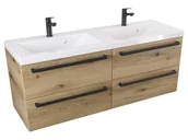 Szafki łazienkowe - Szafka Wisząca Z Umywalką ATHD 120 cm DUO - Dąb Evoke Coast Mat - Uchwyty Czarne Matowe - miniaturka - grafika 1