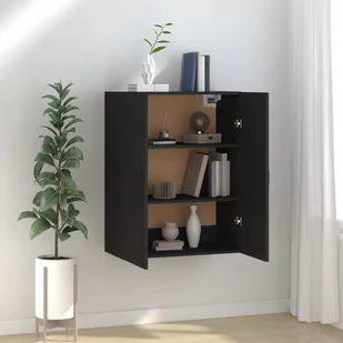 Szafka wisząca, czarna, 69,5x34x90 cm, materiał drewnopochodny - Regały - miniaturka - grafika 1