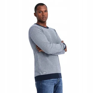 Męski sweter bawełniany granatowy wygodny Ombre OM-SWSW-0111 V1 rozmiar XXL - Swetry męskie - miniaturka - grafika 1