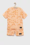 Dresy i komplety dla dziewczynek - Calvin Klein Jeans komplet dziecięcy kolor pomarańczowy - miniaturka - grafika 1