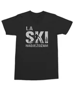 Koszulki męskie - Koszulka na narty Nadjeżdżam LA Ski z Narciarzem Zima Stok Czarna L - miniaturka - grafika 1