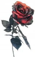 Sztuczne kwiaty - Łodyga Róża Z Brokatem Czerwono Czarna Liść Do Flakonu Wazonu Święta 65Cm - miniaturka - grafika 1