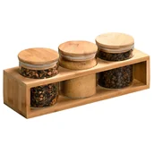 Pojemniki kuchenne - Słoiki do przechowywania, hermetycznie zamykane, bambusowa półka, 3 sztuki, Kesper - miniaturka - grafika 1