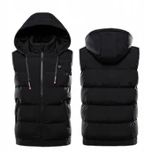 Moda i Uroda OUTLET - OGRZEWANA ELEKTRYCZNA KAMIZELKA BEZRĘKAWNIK KURTKA Z KAPTUREM CZARNA XL - miniaturka - grafika 1