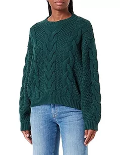 Wrangler Damski sweter z okrągłym dekoltem, Dark Matcha, S - Swetry damskie - miniaturka - grafika 1