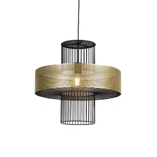 QAZQA Designerska lampa wisząca złota z czarnym 50cm - Tess - Lampy sufitowe - miniaturka - grafika 1