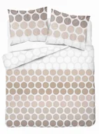 Pościel - Pościel satynowa 220x200 Beżowe groszki na bieli – minimalistyczny wzór, 100% bawełna - Home Satin - miniaturka - grafika 1