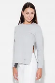 Bluzki damskie - Dresowa BLUZKA damska z długim rozcięciem szara XL - miniaturka - grafika 1