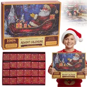 Ozdoby bożonarodzeniowe - Kalendarz Adwentowy Puzzle Świąteczne Prezent 1008 Elementów Sanie Mikołaja - miniaturka - grafika 1