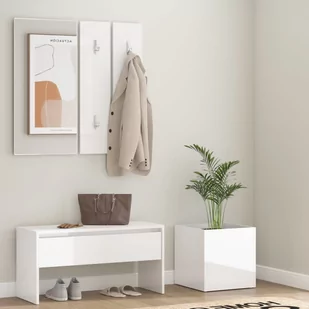 Lumarko Zestaw mebli do przedpokoju, biały z połyskiem - Meble do przedpokoju - miniaturka - grafika 1