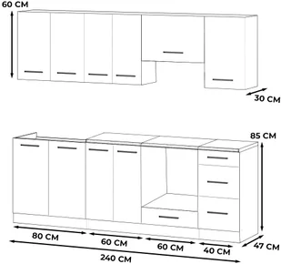 Kuchnia Modułowa Nowoczesna Duża Słupek 2.6m Wotan Biały Butelkowa Zieleń - Meble kuchenne - miniaturka - grafika 1
