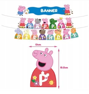 Girlanda ŚWINKA PEPPA baner na urodziny 180cm - Dekoracje sali - miniaturka - grafika 1
